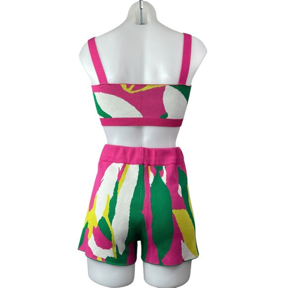Women's Multicolor Printed Sleeveless Crop Tank Top & Mini Shorts Matching Set S - Picture 2 of 6